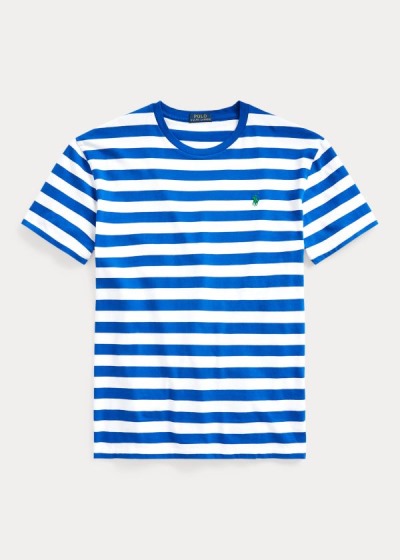 Playeras Polo Ralph Lauren Hombre Azules Azul Rey / Blancos - Classic Striped Jersey - SBTJA5123